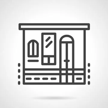 Storefronts simple line vector icon. Grocery Stock Illustration