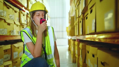 Storehouse Worker working in warehouse retail store industry. Video stock 241588009