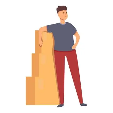 Storekeeper warehouse stack icon cartoon vector. Boxes carton Stock Illustration