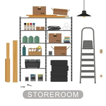 Storeroom interior on white background. Stock Illustration