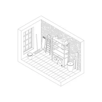 Storeroom line drawing Stock Illustration