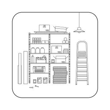 Storeroom line interior. Stock Illustration