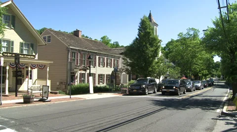 Stores at intersection and crosswalk (2 of 2) Video stock 31900306