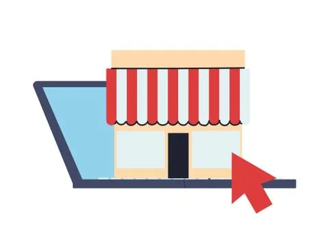Stores with location on screen Stock Illustration