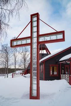 Storforsen chapel Stock Photos