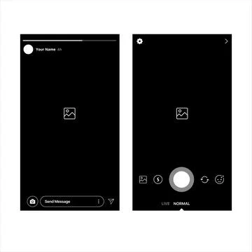 Stories and Camera Mobile Interface Vector Illustration On White Background 스톡 일러스트