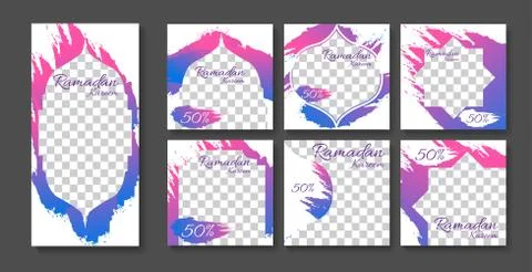 Stories and square posts set with Islamic Ramadan. Stock Illustration