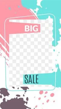 Stories editable abstract template. Transparent layers turquoise stains and pink Stock Illustration
