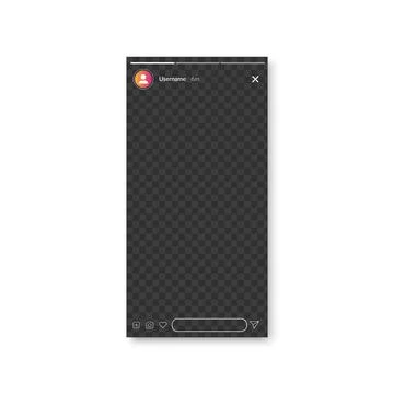 Stories screen interface in social media application. Realistic network page Stock Illustration