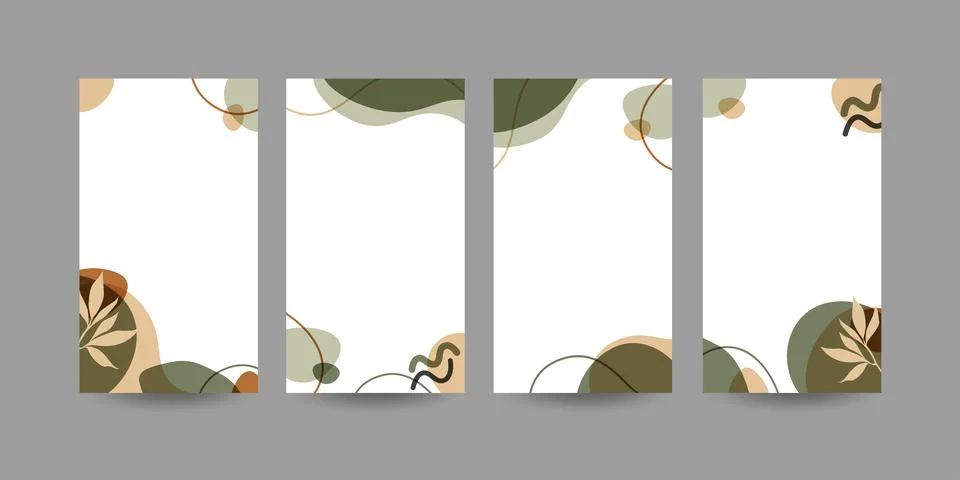 Stories template with abstract background with fluid organic shapes, pastel c Stock Illustration