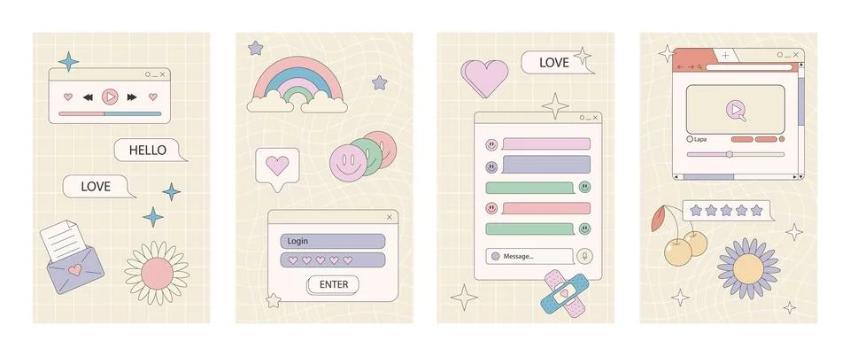 Stories template, retro browser computer window イラスト素材