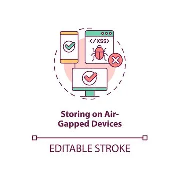 Storing on air-gapped devices concept icon Stock Illustration