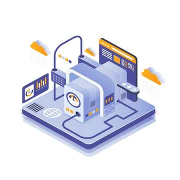 Storing and managing database server system Stock Illustration