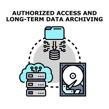 Storing and safeguarding digital information with authorized access Illustrazione stock