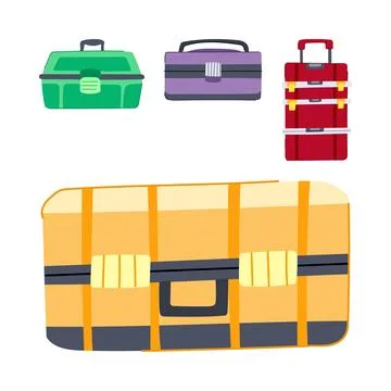 Storing and transporting items with various containers and luggage Stock Illustration