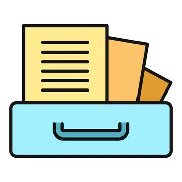 Storing business documents in an office file cabinet drawer Stock Illustration
