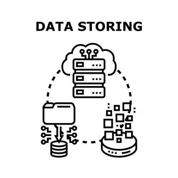 Storing data icon illustrating cloud computing and network infrastructure Stock Illustration