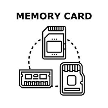 Storing digital data with various memory devices Stock Illustration