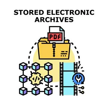 Storing digital documents and data in electronic archives Illustrazione stock