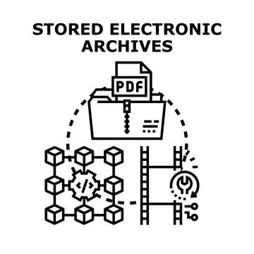 Storing digital documents and data in electronic archives Stock Illustration