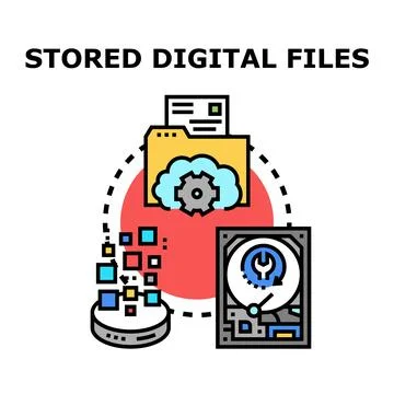 Storing digital files and data management concept Illustrazione stock
