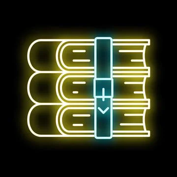 Storing digital files with data compression neon icon Stock Illustration