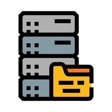 Storing digital files on server rack system Stock Illustration