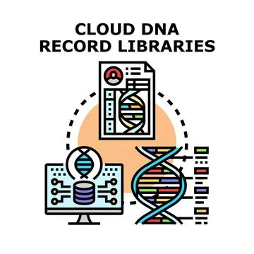Storing dna genetic record data in cloud database libraries イラスト素材