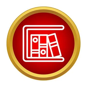Storing documents and knowledge on a bookshelf icon Stock Illustration