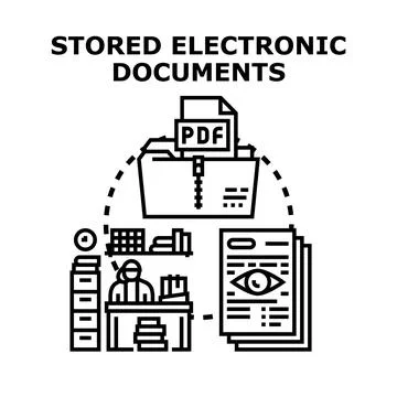 Storing electronic documents in digital archive system Stock Illustration
