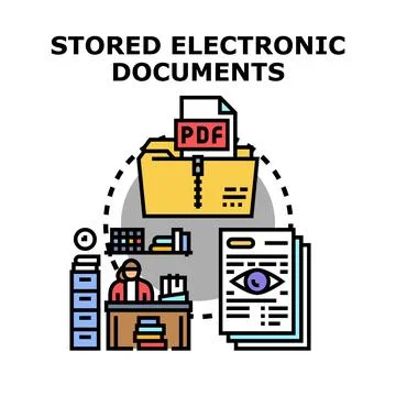 Storing electronic documents in digital archive system Stock Illustration