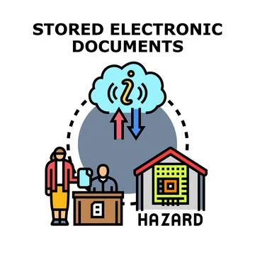 Storing electronic documents posing data security hazards Stock Illustration
