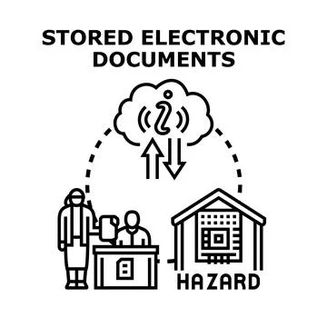 Storing electronic documents posing data security hazards Stock Illustration