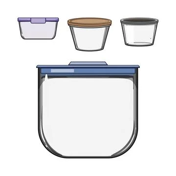 Storing food using various clear containers for meal prep Stock Illustration