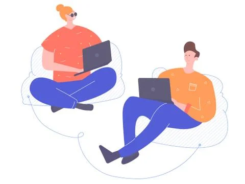 Storing information in the cloud. Иллюстрация