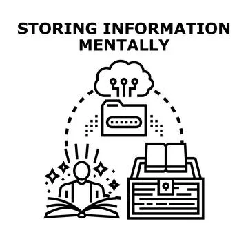 Storing information mentally and achieving knowledge Stock Illustration