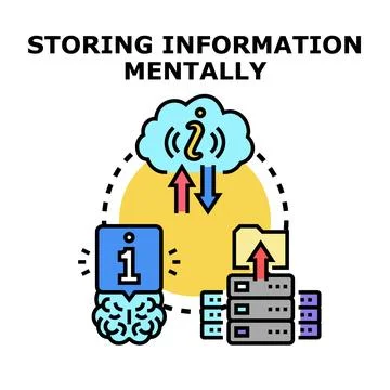 Storing information mentally processing data and knowledge Stock Illustration