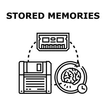 Storing memories and data across generations concept Stock Illustration
