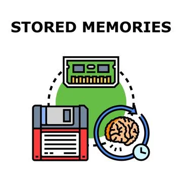 Storing memories and data across generations concept Stock Illustration
