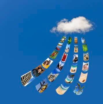 Storing photos on cloud Stock Illustration