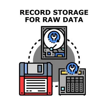 Storing raw data on record computer storage devices 库存插图