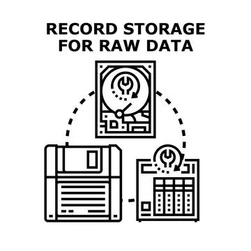 Storing raw data on record computer storage devices Ilustración de archivo