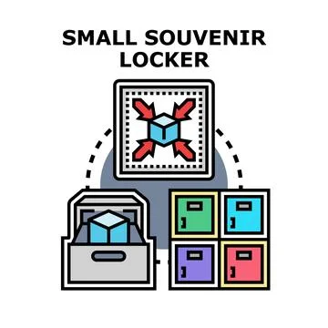 Storing small souvenir items in personal lockers Stock Illustration