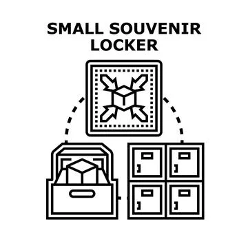Storing small souvenir items in personal lockers Stock Illustration