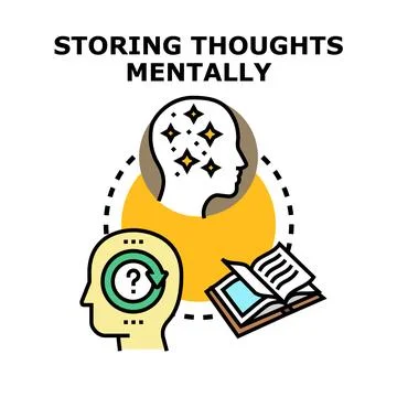 Storing thoughts mentally processing ideas knowledge Stock Illustration