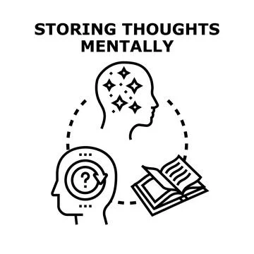 Storing thoughts mentally processing ideas knowledge Illustrazione stock