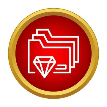 Storing valuable digital data in folders icon Stock Illustration