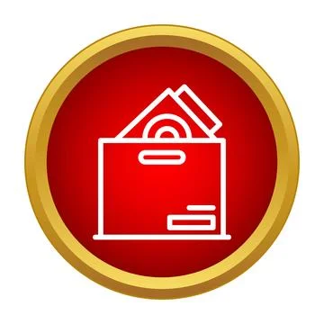 Storing vinyl record collection in a box icon Illustrazione stock