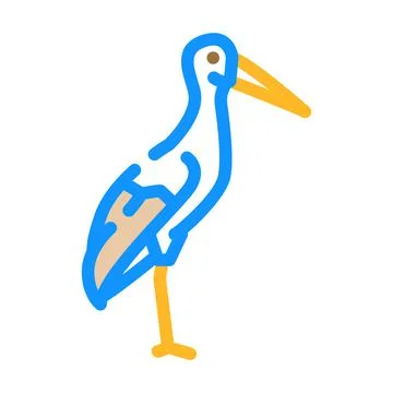Stork bird color icon vector illustration Stockillustratie