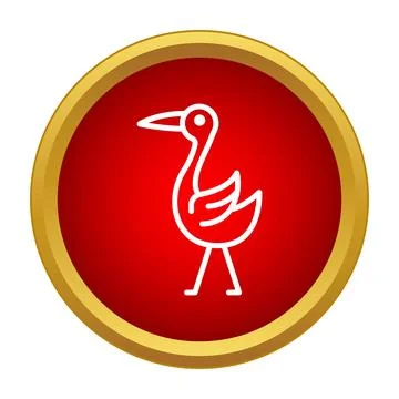 Stork bird icon in flat simple style Stock Illustration